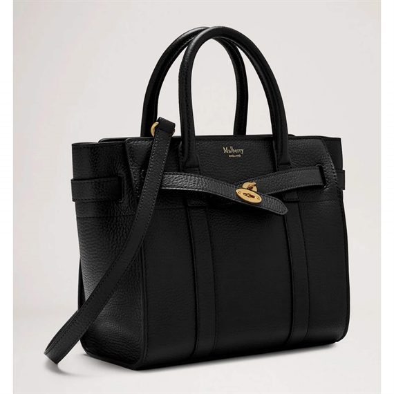 Mulberry Mini Zipped Bayswater Black Small Classic Grain
